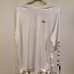 AFTCO T-Shirt Mens Size XL White Long Sleeve Crew Neck Performance Fishing Tee
